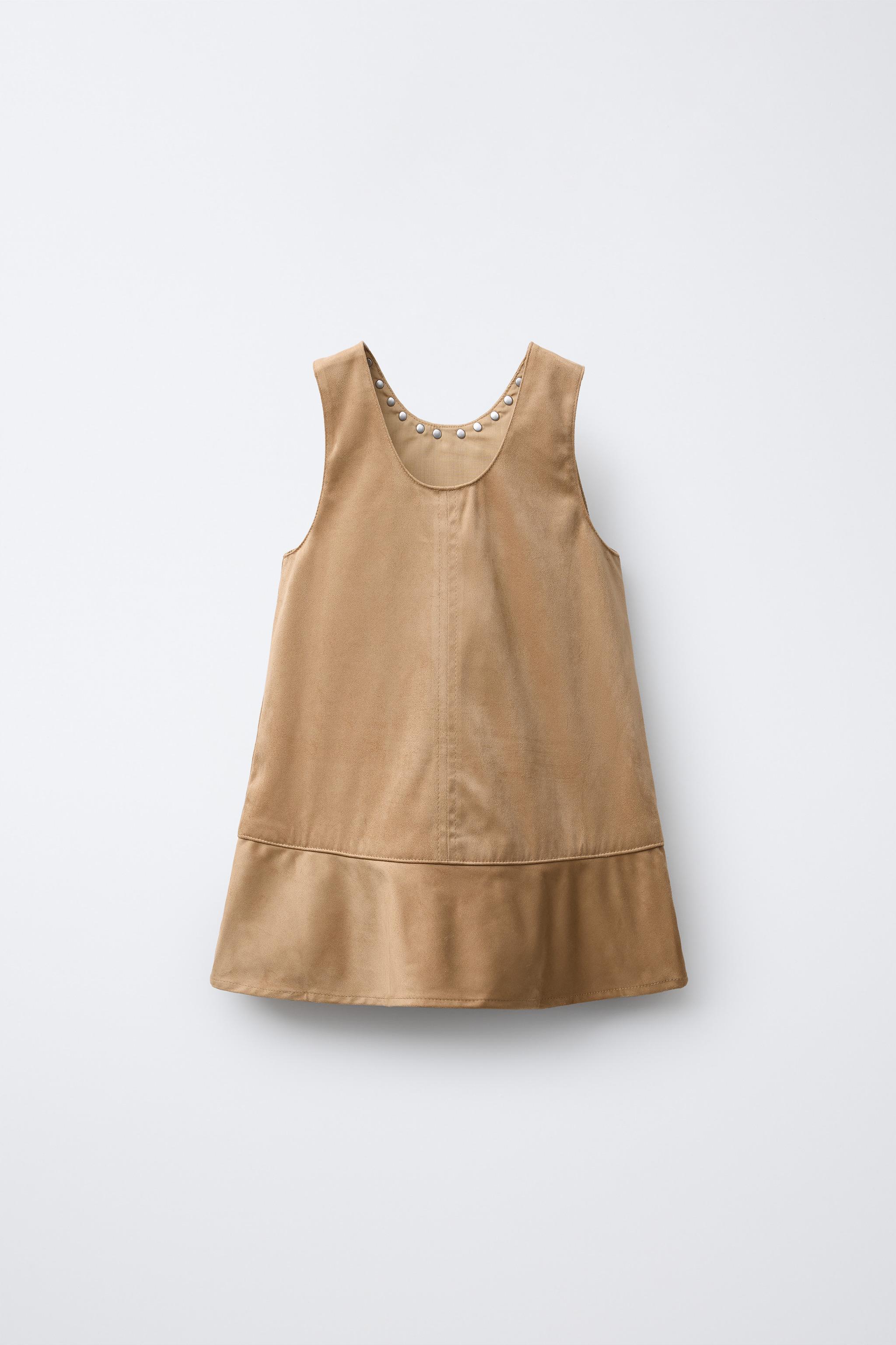 STUDDED FAUX SUEDE DRESS